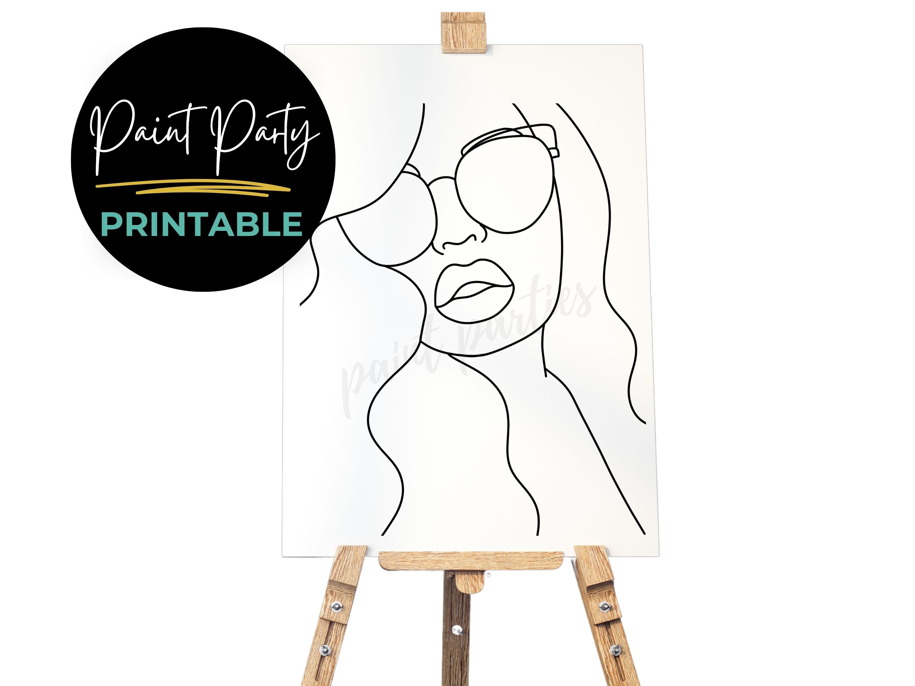 DIY Paint Party/ Pre-drawn /Outline Canvas /Adult Painting / Paint & Sip, DIY Paint Party / Pre-Sketched / Art Party/ Coloring Page/ Stencil