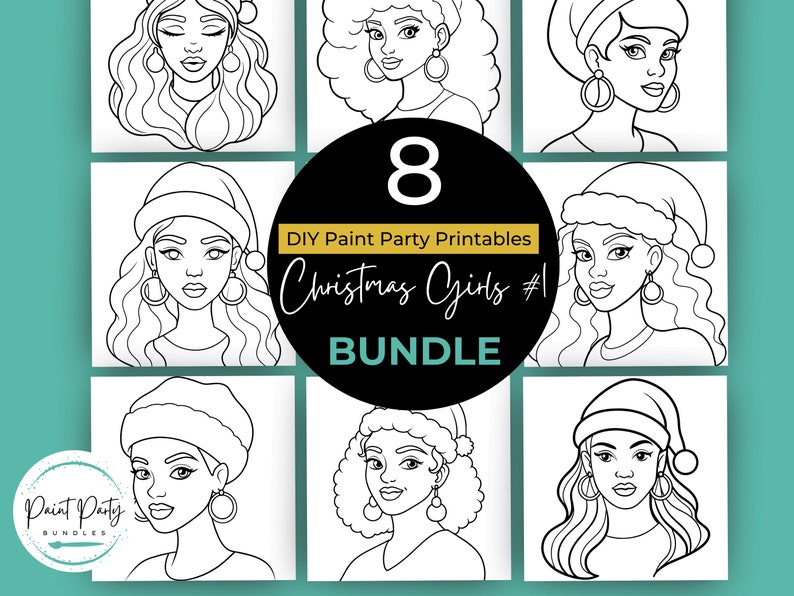 a set of 8 christmas coloring pages for girls