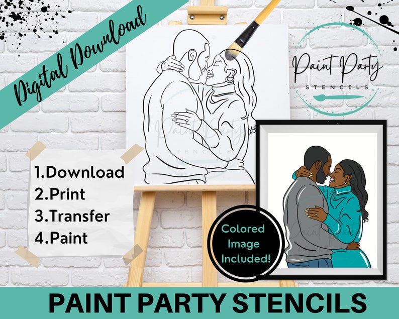 Paint Party Svg | Outlined Canvas | Adult Painting | Diy Canvas | Diy Paint Party | Art Party Paint Kit | Pre | Instant Download image 6