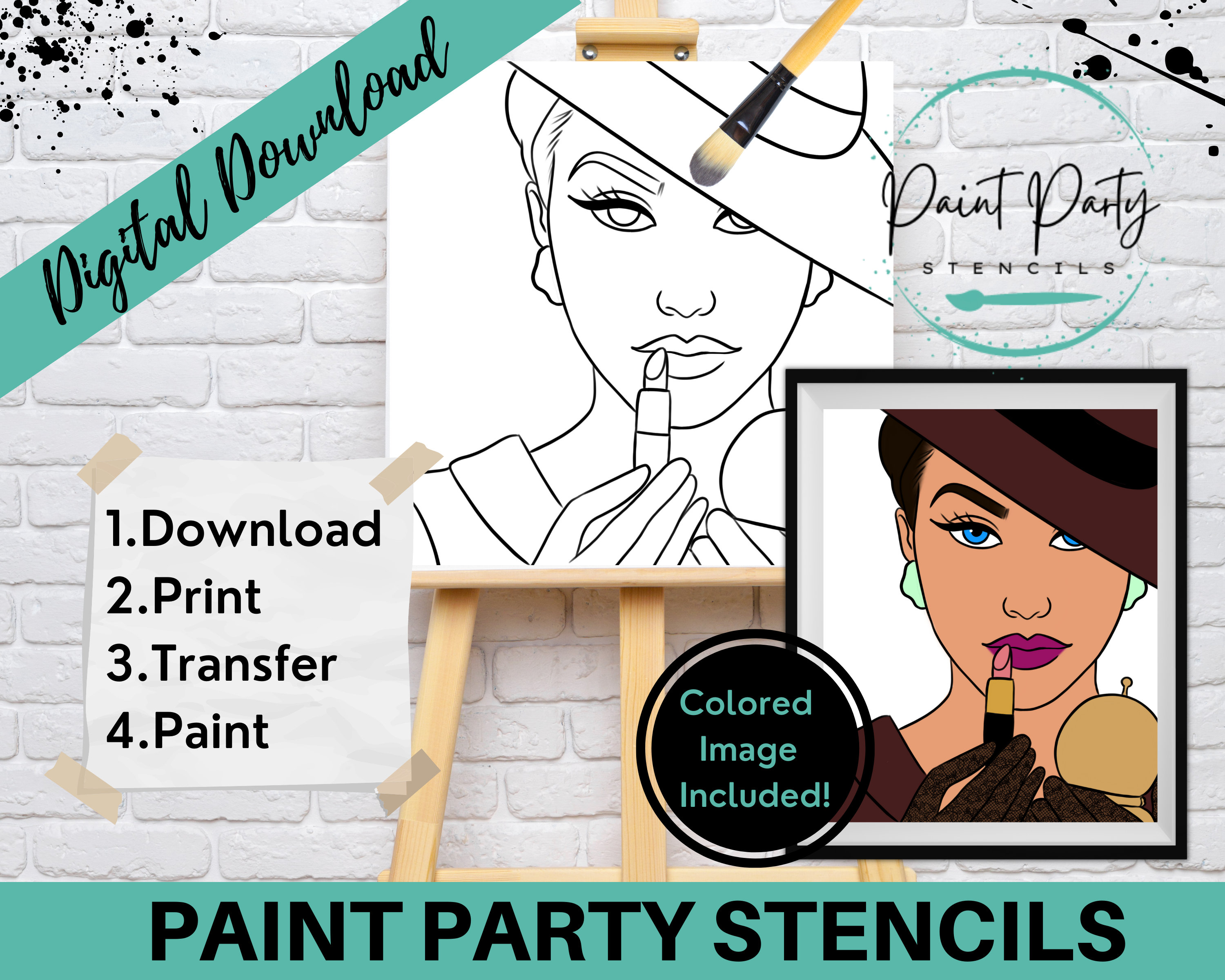 PAINT PARTY PRINTABLE/ Paint Party/ Pre-drawn/outline Canvas/ Paint ...