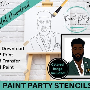 PAINT PARTY DRUCKBAR / Paint Party / Vorgezeichnet / Outline Leinwand / Paint & Sip / Diy Paint Party / Vorgezeichnet / Art Party / Malseite / Schablone