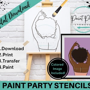 Printable Paint Canvas | Paint And Sip Outline Canvas | Adult Printable Coloring Page | Teens | Paint Kit | Instant Download | Peekaboo Png