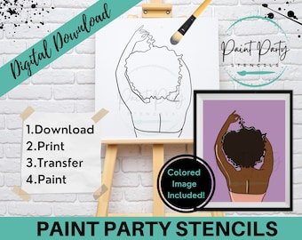 Printable Paint Canvas | Paint And Sip Outline Canvas | Adult Printable Coloring Page | Teens | Paint Kit | Instant Download | Peekaboo Png