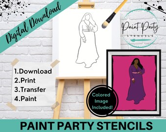 PAINT PARTY PRINTABLE/ Paint Party/ Pre-drawn/Outline Canvas/ Paint & Sip/Diy Paint Party / Pre-Sketched / Art Party/ Coloring Page/ Stencil