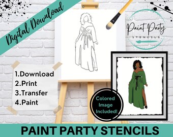 PAINT PARTY PRINTABLE/ Paint Party/ Pre-drawn/Outline Canvas/ Paint & Sip/Diy Paint Party / Pre-Sketched / Art Party/ Coloring Page/ Stencil