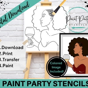 PAINT PARTY PRINTABLE/ Paint Party/ Pre-drawn/Outline Canvas/ Paint & Sip/Diy Paint Party / Pre-Sketched / Art Party/ Coloring Page/ Stencil