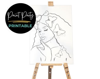 DIY Paint Party/ Pre-drawn /Outline Canvas /Adult Painting / Paint & Sip, DIY Paint Party / Pre-Sketched / Art Party/ Coloring Page/ Stencil