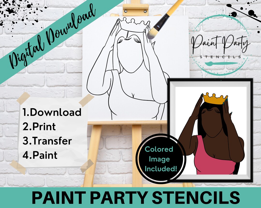 PAINT PARTY PRINTABLE/ Paint Party/ Pre-drawn/outline Canvas/ Paint ...