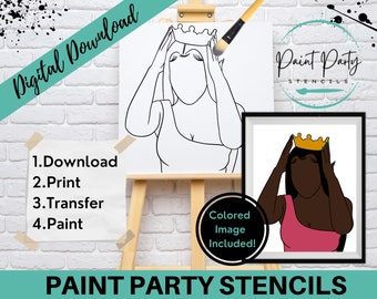 PAINT PARTY PRINTABLE/ Paint Party/ Pre-drawn/Outline Canvas/ Paint & Sip/Diy Paint Party / Pre-Sketched / Art Party/ Coloring Page/ Stencil