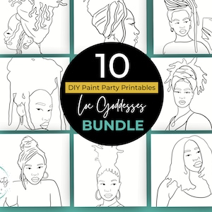 Adult Paint Party Printable Bundle| DIY Paint Party Printable| Printable Images For Paint Party| Locs Hairstyle Pngs| Paint Party Printables
