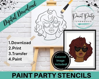 Paint Party Svg | Pre | Outlined Canvas | Art Party Paint Kit | Adult Procreate Paint | Clip Art | Sip And Paint Canvas | Coloring Page