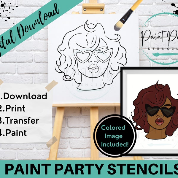 Paint Party Svg | Pre | Outlined Canvas | Art Party Paint Kit | Adult Procreate Paint | Clip Art | Sip And Paint Canvas | Coloring Page