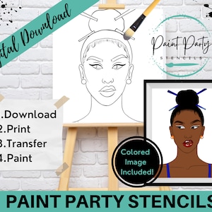 PAINT PARTY PRINTABLE/ Paint Party/ Pre-drawn/Outline Canvas/ Paint & Sip/Diy Paint Party / Pre-Sketched / Art Party/ Coloring Page/ Stencil