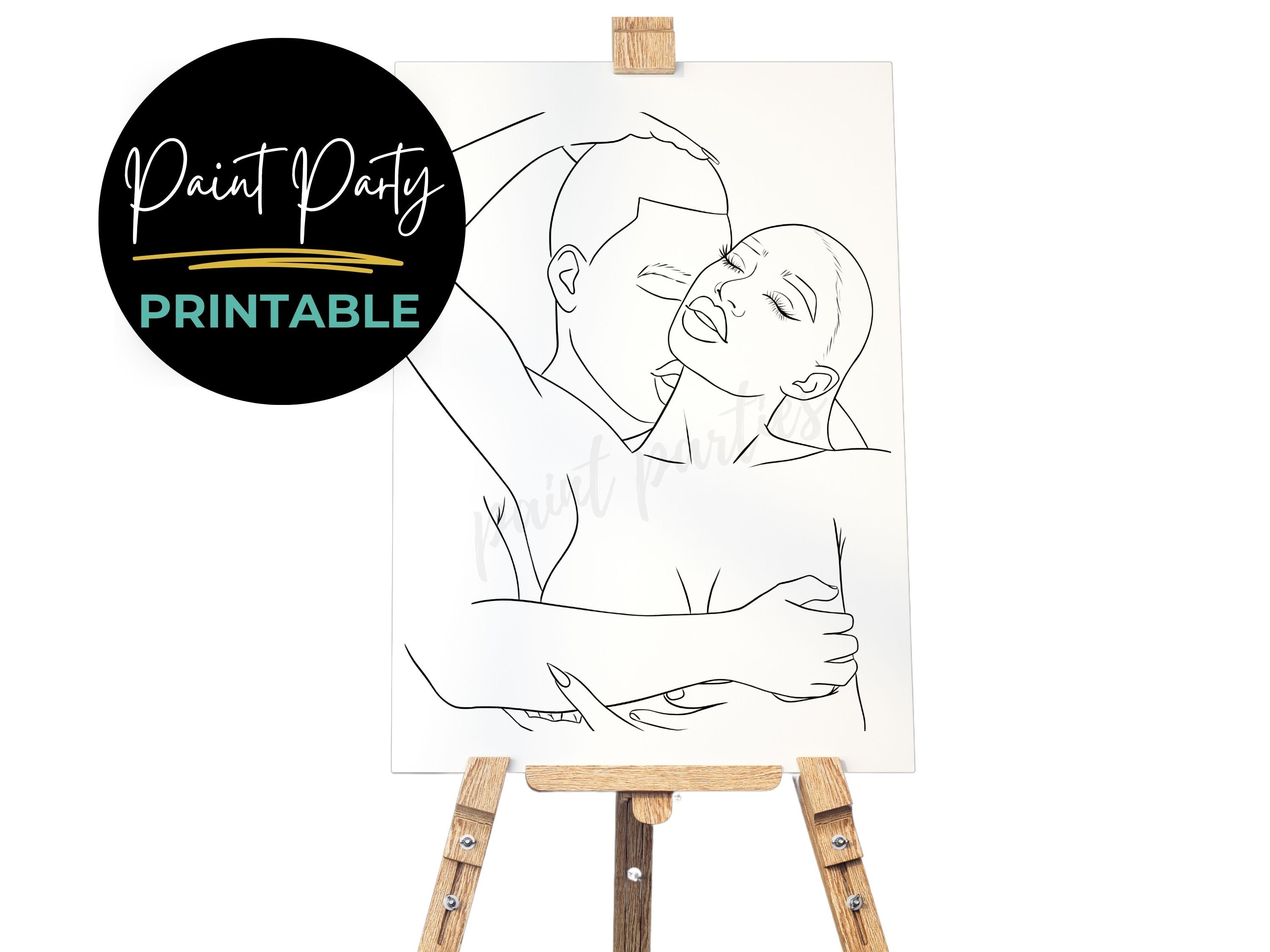 DIY Paint Party/ Pre-drawn /Outline Canvas /Adult Painting / Paint & Sip, DIY Paint Party / Pre-Sketched / Art Party/ Coloring Page/ Stencil