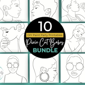 Adult Paint Party Printable Bundle| DIY Paint Party Printable| Printable Images For Paint Party| Hairstyle Pngs| Paint Party Printables