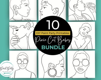 Adult Paint Party Printable Bundle| DIY Paint Party Printable| Printable Images For Paint Party| Hairstyle Pngs| Paint Party Printables