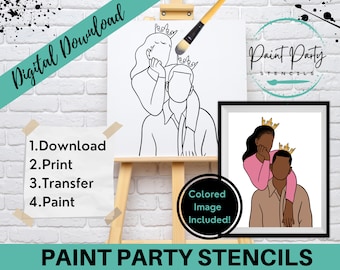 PAINT PARTY PRINTABLE/ Paint Party/ Pre-drawn/Outline Canvas/ Paint & Sip/Diy Paint Party / Pre-Sketched / Art Party/ Coloring Page/ Stencil