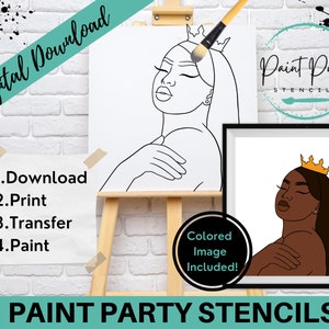 PAINT PARTY PRINTABLE/ Paint Party/ Pre-drawn/Outline Canvas/ Paint & Sip/Diy Paint Party / Pre-Sketched / Art Party/ Coloring Page/ Stencil