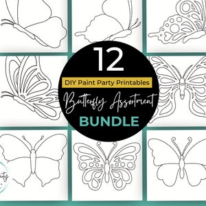 Adult Paint Party Printable Bundle| DIY Paint Party Printable| Printable Images For Paint Party| Butterflies Paint Party Printables