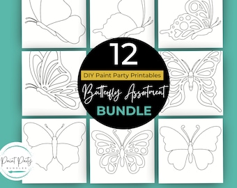 Adult Paint Party Printable Bundle| DIY Paint Party Printable| Printable Images For Paint Party| Butterflies Paint Party Printables