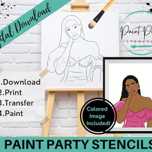 Diy Paint Party | Sip And Paint Outline | Clip Art | Instant Download | Coloring Page | Adult Painting | Stencil | Diy Canvas