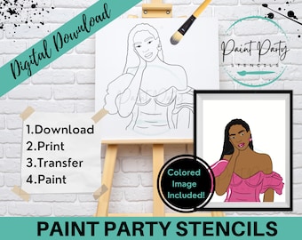 Diy Paint Party | Sip And Paint Outline | Clip Art | Instant Download | Coloring Page | Adult Painting | Stencil | Diy Canvas