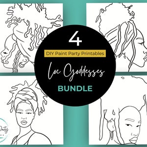 Adult Paint Party Printable Bundle| DIY Paint Party Printable| Printable Images For Paint Party| Locs Hairstyle Pngs| Paint Party Printables