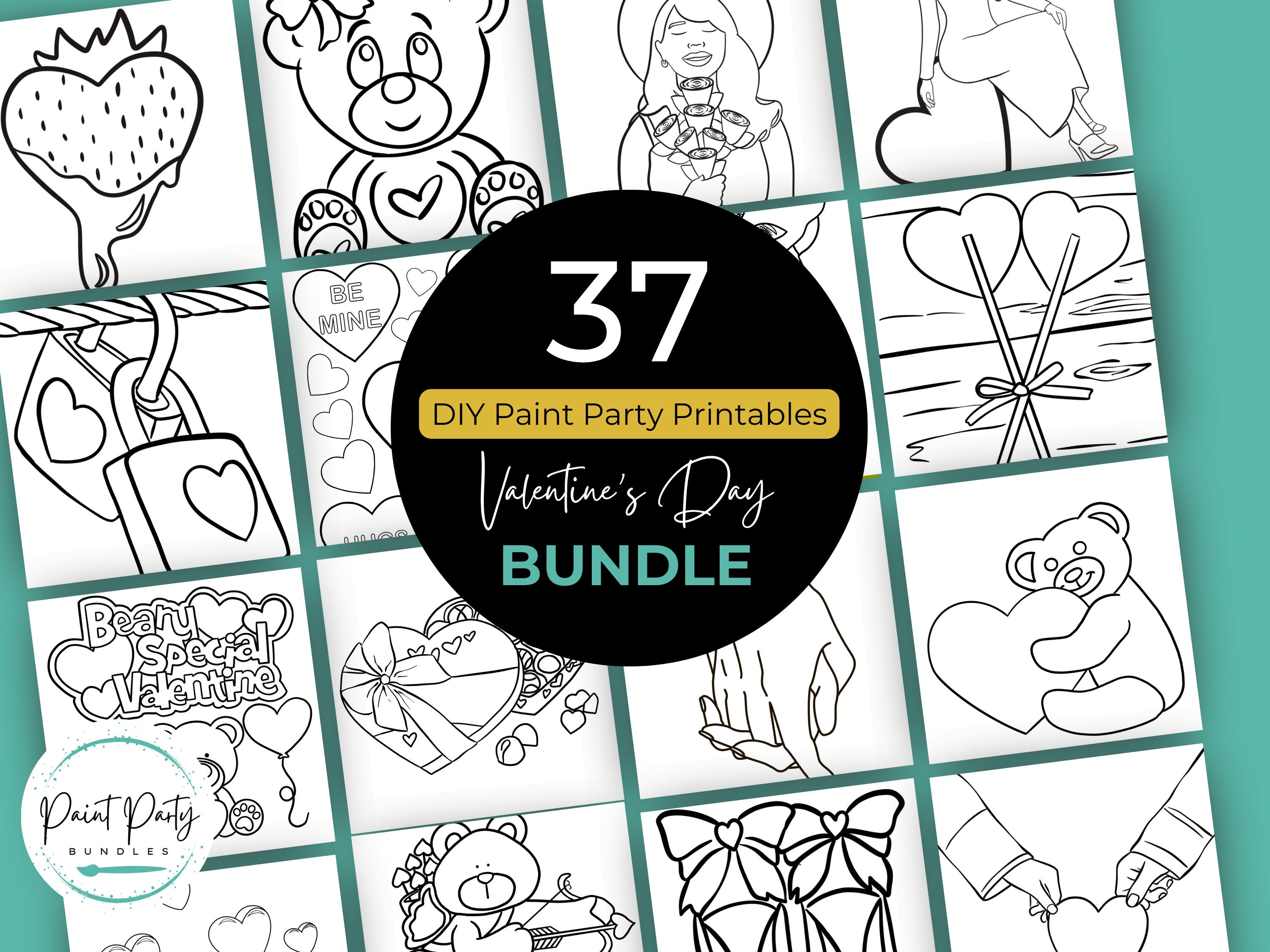 Valentine s Day Paint Party Printable Bundle Paint Parties Paint Party Theme Sip And Paint