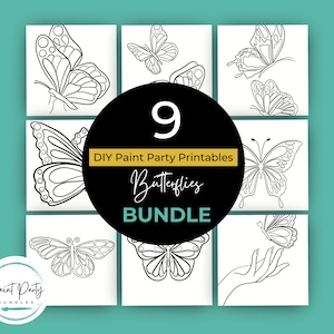Adult Paint Party Printable Bundle| DIY Paint Party Printable| Printable Images For Paint Party| Butterflies Paint Party Printables
