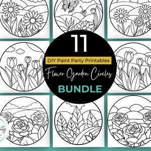 Adult Paint & Sip Party Printable Bundle | DIY Painting Parties Printables | Digital Images and Stencils For Pre-drawn Canvas Kit, Png File