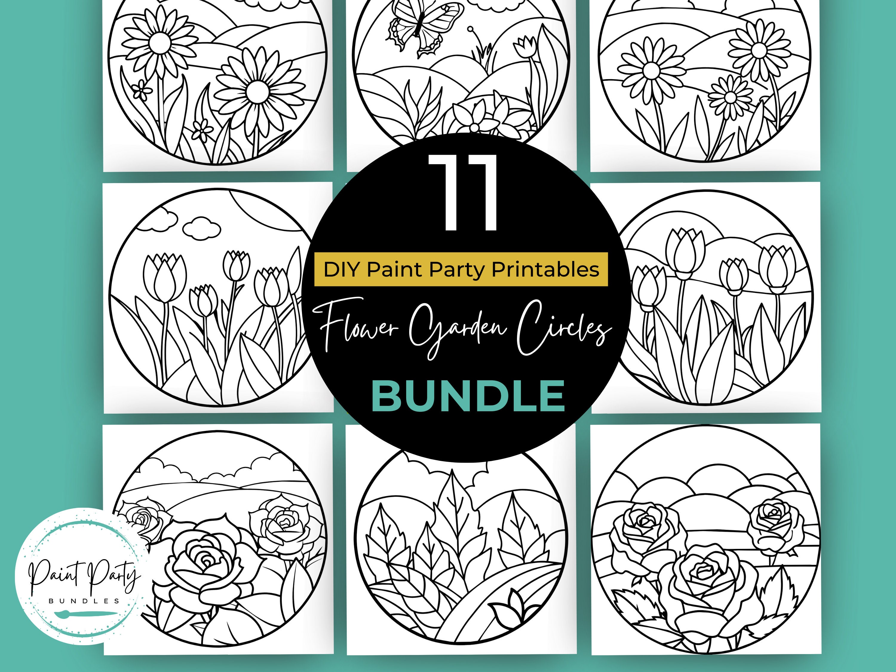 Adult Paint & Sip Party Printable Bundle DIY Painting Parties Adult Paint & Sip Party Printable Bundle DIY Painting Parties