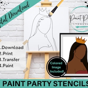 PAINT PARTY PRINTABLE/ Paint Party/ Pre-drawn/Outline Canvas/ Paint & Sip/Diy Paint Party / Pre-Sketched / Art Party/ Coloring Page/ Stencil