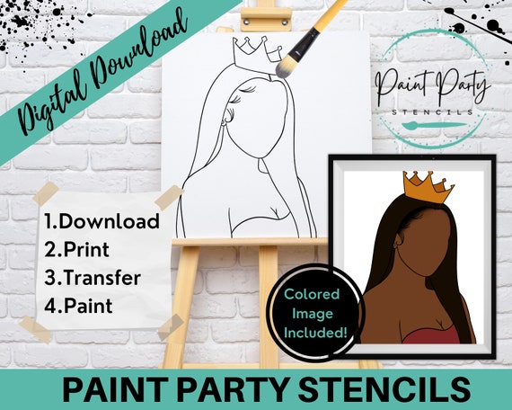 PAINT PARTY PRINTABLE/ Paint Party/ Pre-drawn/outline Canvas/ - Etsy