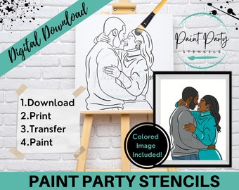 Paint Party Svg | Outlined Canvas | Adult Painting | Diy Canvas | Diy Paint Party | Art Party Paint Kit | Pre | Instant Download