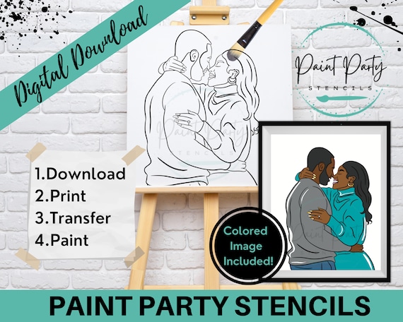 Paint Party Svg | Outlined Canvas | Adult Painting | Diy Canvas | Diy Paint Party | Art Party Paint Kit | Pre | Instant Download
