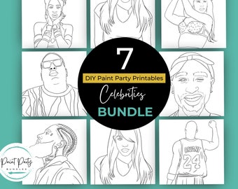 Adult Paint Party Printable Bundle| DIY Paint Party Printable| Printable Images For Paint Party| Celebrities Pngs| Paint Party Printable