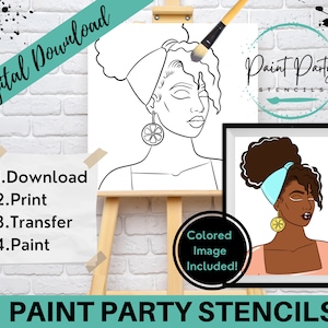 PAINT PARTY PRINTABLE/ Paint Party/ Pre-drawn/Outline Canvas/ Paint & Sip/Diy Paint Party / Pre-Sketched / Art Party/ Coloring Page/ Stencil