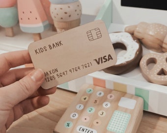 Wooden play credit card/ Pretend money / pretend play / imaginative play / kids playroom decor / shop accessory