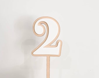 Second Birthday Cake Topper: Hoop Pine & Acrylic Number 2