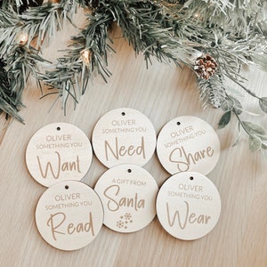 Personalised Something Gift Tags, Want Need Wear Read Share santa Tags Christmas Gift Tags - Wooden Gift Tag - Gifts