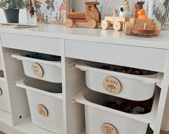 Etiquetas de madera para guardar juguetes: decoración para la sala de juegos de la guardería, juego de 20