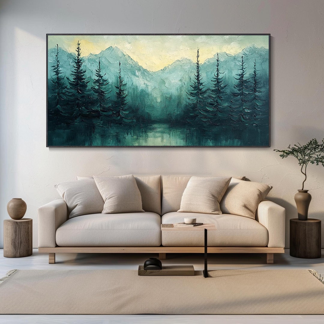 Modern Abstract Green Forest Landscape Oil Painting Hand-painted Canvas ...