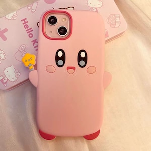 pink cute cartoon kirby phone case iphone 13 12 11 pro max X XS XR 7 8 Plus