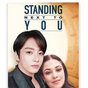 Custom Portrait with Jungkook Standing next to you BTS Cartoon Illustration (Digital file only)