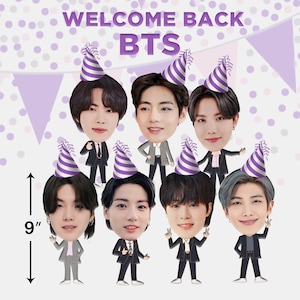 BTS Full Body - Bts met cartoon body - Feestdecoraties - BTS-feestartikelen - Bts-feest afdrukbaar - Bts-feestmuts - Bts-verjaardag
