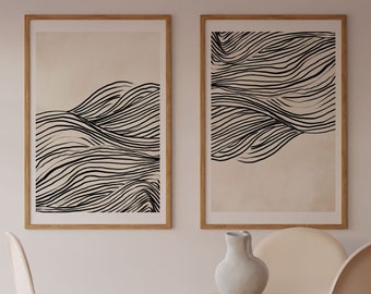 Abstract Art Print, Abstract Line Art Print, Printable Art, Wall Art Décor, Contemporary Wall Art, DIGITAL download - Set of 2 Prints