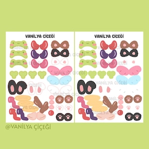 Cute Animal Ears Selfie Deco Sticker Sheet, Polco Stickers, Confetti Sticker, Korean Journal, Diary Deco, Kpop, Bujo Stationery
