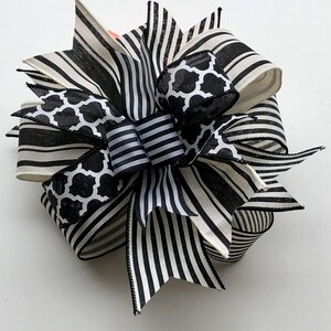 Black and white Bow, Lantern bow, Door hanger bow, Wreath Bow, Home decor