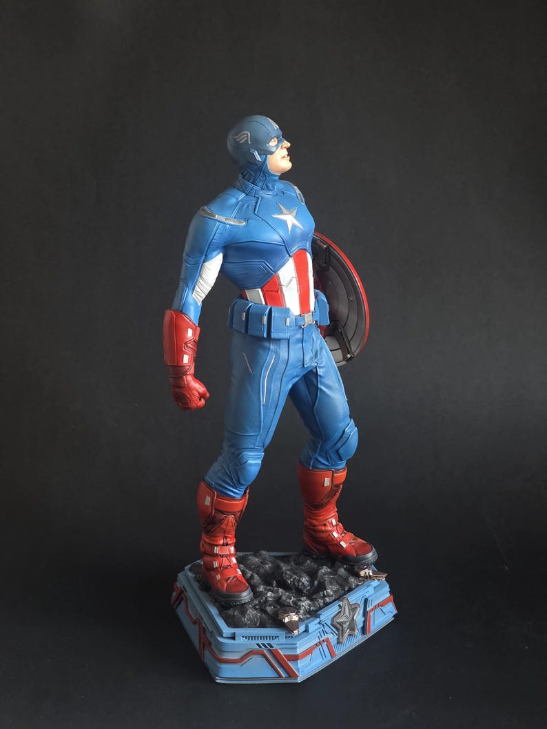 Kapten Amerika från The Avengers (3D-printad och målad resinfigur) bild 4