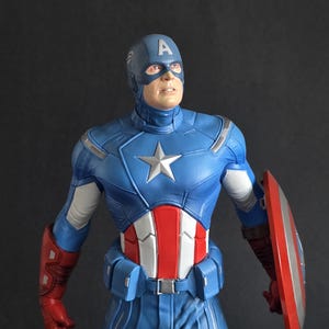 Kapten Amerika från The Avengers (3D-printad och målad resinfigur) bild 6